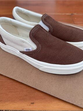 Vans Classic Slip-On (Brown/Cream Twill) - rare